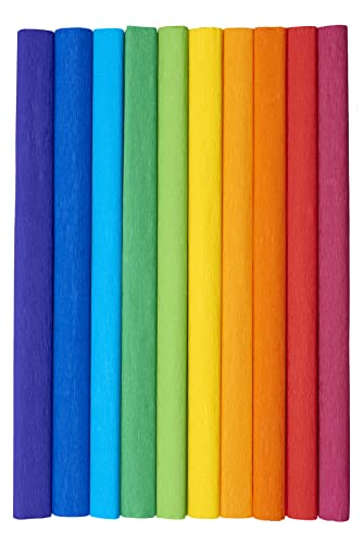 Krepppapier 50x200 cm Crepepapier für Handwerke, Kräuselpapier zur Dekoration, Schulpapier, Rollenpapier Elastizität, nicht abfärbende Farben, Mix Regenbogenfarben 10er Pack Krepppapier 50x200 cm Crepepapier für Handwerke, Kräuselpapier zur Dekoration, Schulpapier, Rollenpapier Elastizität, nicht abfärbende Farben, Mix Regenbogenfarben 10er Pack von Top-2000