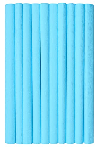 Krepppapier 50x200 cm Crepepapier für Handwerke, Kräuselpapier zur Dekoration, Schulpapier, Rollenpapier Elastizität, nicht abfärbende Farben, azurblau 10er Pack von Top-2000