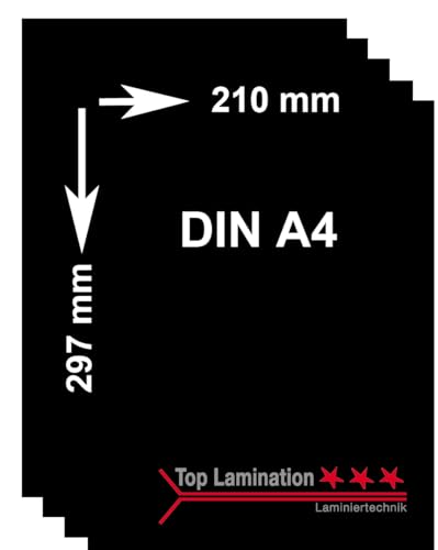 100 Blatt DIN A4 schwarzes Papier 170g/m² von Top Lamination - Tonkarton komplett durchgefärbt Tonpapier von Top Lamination Laminiertechnik