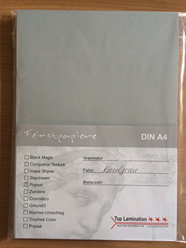 100 Blatt DIN A5 graues Papier Karton 320g/m² Bastelkarton - komplett durchgefärbt, für Einladungen, Hochzeitskarten, Fotoalbum, Bastelarbeiten von Top Lamination Laminiertechnik
