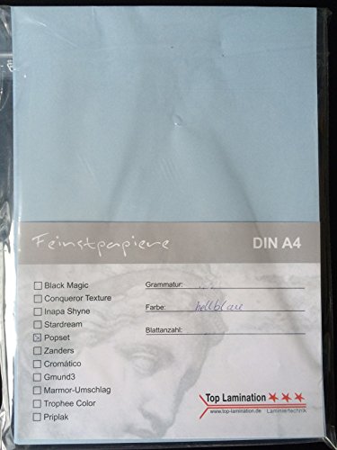 100 Blatt DIN A5 hellblaues Kopierpapier 120 g/m² von Top Lamination - komplett durchgefärbt von Top Lamination Laminiertechnik