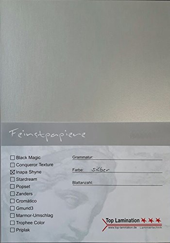 25 Blatt silber glitzerndes Papier 120g/m² DIN A3 (297x420 mm) PU - komplett durchgefärbt Glitzerpapier von Top Lamination Laminiertechnik