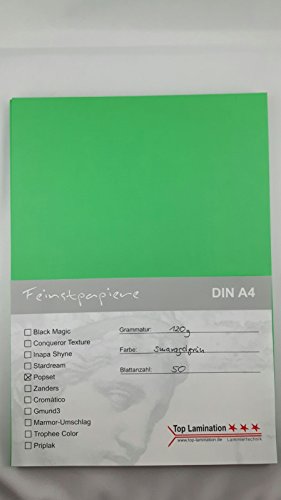 50 Blatt DIN A4 Papier smaragdgrün 120g/m² von Top Lamination farbiges Papier grün von Top Lamination Laminiertechnik