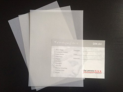 50 Blatt DIN A4 210x297 mm 200g/m² PREMIUM Transparentpapier klar - weiß - exzellente Durchsicht von Top Lamination Laminiertechnik