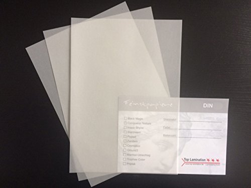 50 Blatt DIN A6 (105x148mm) bedruckbares Transparentpapier hochweiß 100g/m² exzellente Durchsicht, sehr gute Qualität, Pergamentpapier bedruckbar von Top Lamination Laminiertechnik