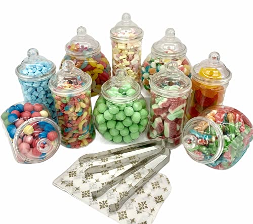 Plastikbehälter für Süßigkeiten im viktorianischen Stil- 10 Klein Kunststoffbehälter (5 x hoch 5 x rund) für Party-Display Partypackung Goldstern Papiertüten von Top Star