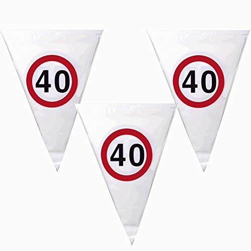 Top Ten 4 Meter Wimpelgirlande Verkehrsschild 40, 10 Wimpel 19 x 21cm Geburtstag Party Top Ten 4 Meter Wimpelgirlande Verkehrsschild 40, 10 Wimpel 19 x 21cm Geburtstag Party von Top Ten