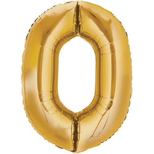 TOP TEN Folienballon 80cm Gold Zahlenballon, Luftballon, Geburtstag, Zahl für Helium und Luftfüllung geeignet (Zahl: 0) von TOP TEN