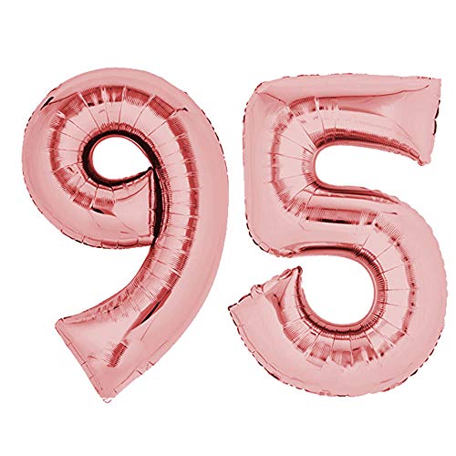 Top Ten Folienballon 80cm Rosegold 95 Zahlenballon, Luftballon, Geburtstag, Zahl für Helium und Luftfüllung geeignet von Top Ten