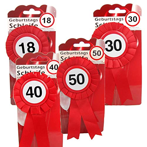 Top Ten Geburtstags - Schleife Jahreszahl Button inkl. Sicherheitsnadel Abzeichen zum anstecken oder Dekoration Party (18) von Top Ten