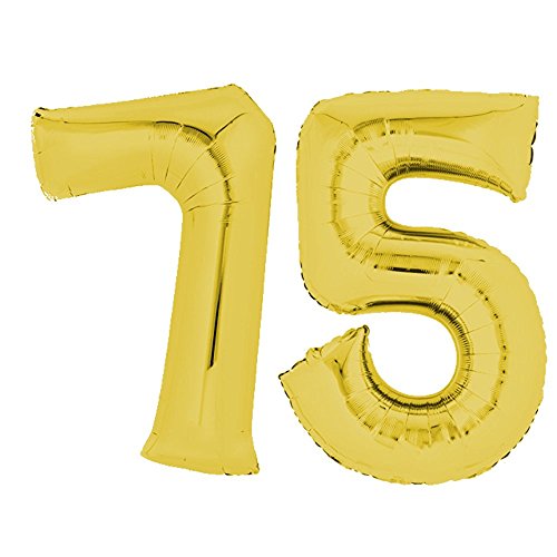 Top Ten XXL Folienballon 80 cm Gold 75 Zahlenballon, Luftballon, Geburtstag, Heliumballon von Top Ten