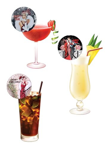 15 vorgeschnittene Art-Deco-Weihnachtsparty-Dekorationen aus essbarem Oblatenpapier, für Cocktails, Getränke, Champagner, Prosecco, 5 cm Kreise 15 vorgeschnittene Art-Deco-Weihnachtsparty-Dekorationen aus essbarem Oblatenpapier, für Cocktails, Getränke, Champagner, Prosecco, 5 cm Kreise von Top That