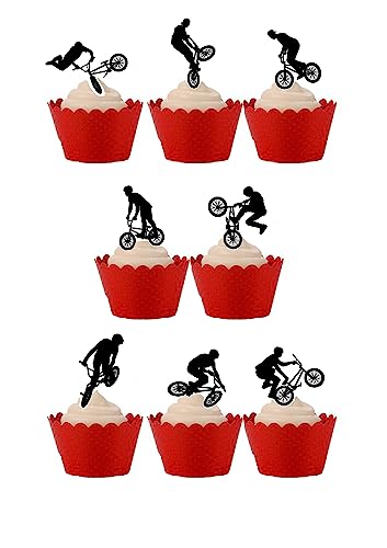 Top That 24 Stück Essbare Kuchendekorationen aus Oblatenpapier, Aufstellbar, BMX, Fahrrad, Radfahren, Weiß, Vatertag Top That 24 Stück Essbare Kuchendekorationen aus Oblatenpapier, Aufstellbar, BMX, Fahrrad, Radfahren, Weiß, Vatertag von Top That
