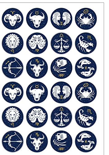 24 vorgeschnittene, runde Sternzeichen Horoskop essbare Oblatenpapier-Kuchendekoration 24 vorgeschnittene, runde Sternzeichen Horoskop essbare Oblatenpapier-Kuchendekoration von Top That