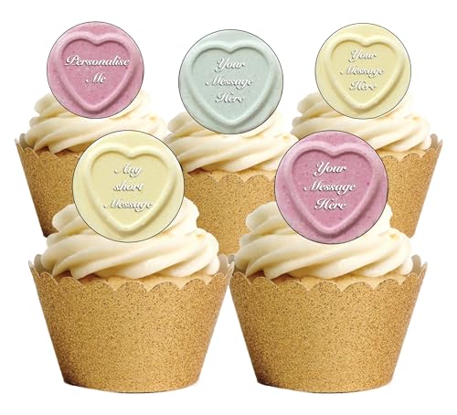 24 vorgeschnittene 4 cm Kreise, personalisierbar, mit Ihrem Wort/Nachricht, Liebe, Herzen, Süßigkeiten, essbares Oblatenpapier, Kuchendekoration, Valentinstag, Hochzeit, Jahrestag 24 vorgeschnittene 4 cm Kreise, personalisierbar, mit Ihrem Wort/Nachricht, Liebe, Herzen, Süßigkeiten, essbares Oblatenpapier, Kuchendekoration, Valentinstag, Hochzeit, Jahrestag von Top That