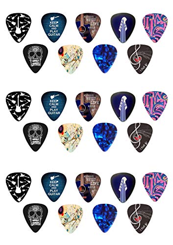 27 aufrecht stehende Gitarrenplektren, essbares Oblatenpapier, Kuchendekoration von Top That