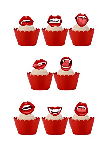 30 Stück Stand Up Halloween Vampir Mund Lippen Fangs Thema Essbare Oblatenpapier Cake Toppers Dekorationen 30 Stück Stand Up Halloween Vampir Mund Lippen Fangs Thema Essbare Oblatenpapier Cake Toppers Dekorationen von Top That