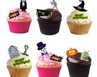 54 Stand Up gemischt Halloween themed Premium Essbar Wafer Papier Kuchen Topper Dekorationen von Top That