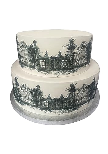 Essbares Dekor-Blatt Friedhofstor Halloween Kuchen Bordüre Band – Perfekt für größere Kuchen – einfach zu verwenden Essbares Dekor-Blatt Friedhofstor Halloween Kuchen Bordüre Band – Perfekt für größere Kuchen – einfach zu verwenden von Top That