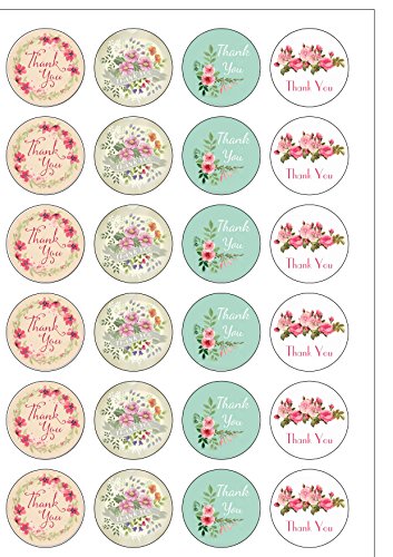 Essbares Oblatenpapier, 24 Stück, vorgeschnitten, Vintage-Design mit Blumen und Aufschrift „Thank you“ Essbares Oblatenpapier, 24 Stück, vorgeschnitten, Vintage-Design mit Blumen und Aufschrift „Thank you“ von Top That