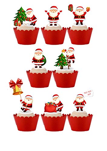 Kuchendekoration aus Esspapier mit Weihnachtsmann-Motiv, 20 Stück Kuchendekoration aus Esspapier mit Weihnachtsmann-Motiv, 20 Stück von Top That