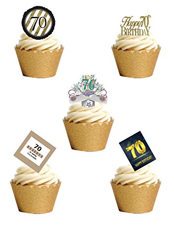 Kuchendekoration zum 70. Geburtstag, essbar, essbar, 24 Stück von Top That