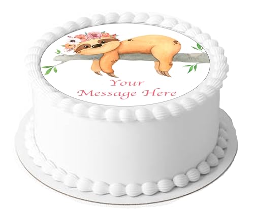 Personalisierbares, süßes Faultier-Tier, 19,1 cm, Kreis auf Dekoration, Zuckerguss-Blatt – perfekt zum Dekorieren von größeren Kuchen Personalisierbares, süßes Faultier-Tier, 19,1 cm, Kreis auf Dekoration, Zuckerguss-Blatt – perfekt zum Dekorieren von größeren Kuchen von Top That