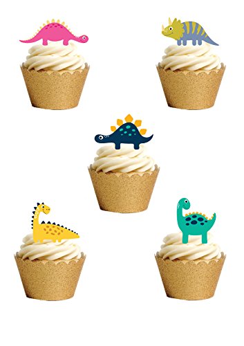 Top That Essbare Oblaten-Kuchendekorationen, 24 Stück, niedliche Dinosaurier im Cartoon-Stil, vorgestanzt Top That Essbare Oblaten-Kuchendekorationen, 24 Stück, niedliche Dinosaurier im Cartoon-Stil, vorgestanzt von Top That