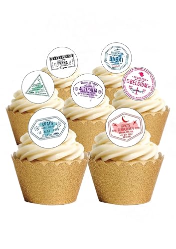 Top That: 24 Stück Kuchendekoration, Reisepass-Stempel, essbares Oblatenpapier, für Geburtstage und Partys, 40 mm Durchmesser Top That: 24 Stück Kuchendekoration, Reisepass-Stempel, essbares Oblatenpapier, für Geburtstage und Partys, 40 mm Durchmesser von Top That