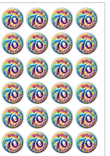 Vorgeschnittene Esspapierplatten zur Kuchendekoration, 24 Stück, für den 70. Geburtstag, essbare Oblaten Vorgeschnittene Esspapierplatten zur Kuchendekoration, 24 Stück, für den 70. Geburtstag, essbare Oblaten von Top That
