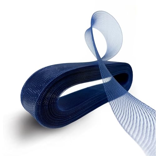 TopTrimming 45,7 m, steifer Rosshaar-Zopf (marineblau), Polyester-Stäbchen zum Nähen von Hochzeitskleidern, Tanzkleidern und Accessoires, 45,7 m von Top Trimming