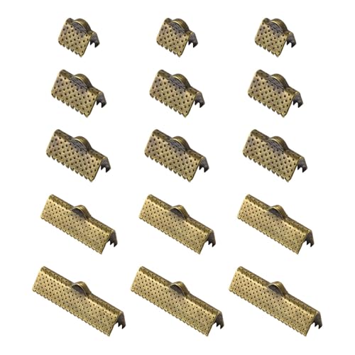 TOP-VIGOR 100 Stück Bandklemmenenden, 8 mm, 10 mm, 13 mm, 20 mm, 25 mm, Lesezeichen, Lederverschlüsse für Armband, Halskette, Schmuckherstellung, Bronze von Top-Vigor