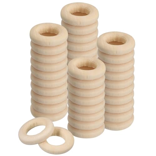 TOP-VIGOR 100 Stück Naturholzringe, 15 mm, unlackierte Holzringe, Holzschlaufen, Anhänger, Verbinder für Makramee, lose Teile, zum Spielen, Basteln und Basteln, Schmuckherstellung, Ornamente von Top-Vigor