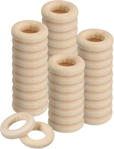 TOP-VIGOR 100 Stück Naturholzringe, 15 mm, unlackierte Holzringe, Holzschlaufen, Anhänger, Verbinder für Makramee, lose Teile, zum Spielen, Basteln und Basteln, Schmuckherstellung, Ornamente von Top-Vigor