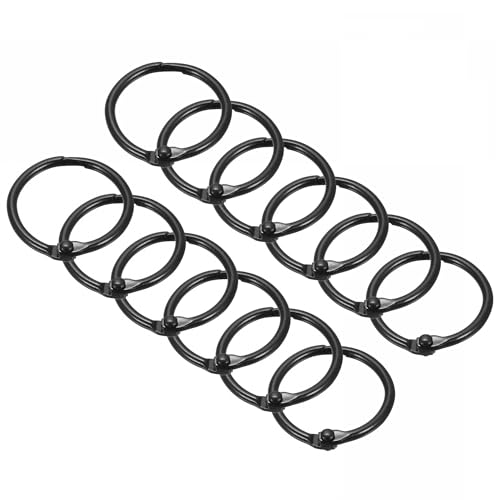 TOP-VIGOR 12 Stück lose Binderinge, 30 mm lose Blätter, Buchring, langlebiger Buchring für Karteikarten und Handwerk, Bücher und Dokumente, Binden, Organisieren von Karten und Schlüsseln, Schwarz von Top-Vigor