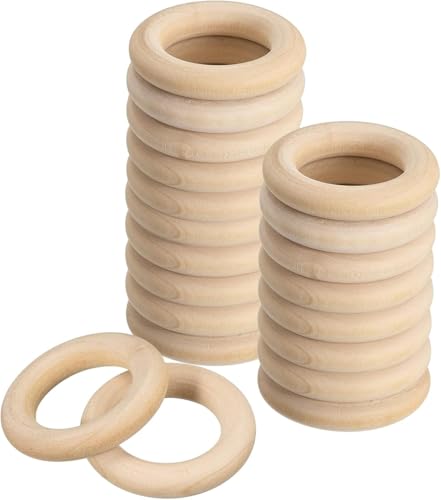 TOP-VIGOR 20 Stück Naturholzringe, 30 mm, unlackierte Holzringe, Holzschlaufen, Anhänger, Verbinder für Makramee, lose Teile, DIY, Kunst und Handwerk, Schmuckherstellung, Ornamente, Heimdekoration von Top-Vigor