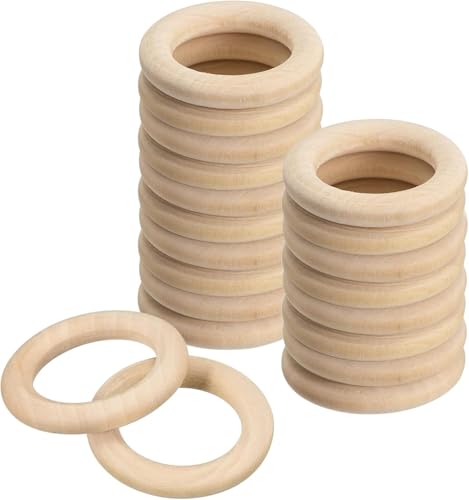 TOP-VIGOR 20 Stück Naturholzringe, 35 mm, unlackierte Holzringe, Holzschlaufen, Anhänger, Verbinder für Makramee, lose Teile, DIY, Kunst und Handwerk, Schmuckherstellung, Ornamente, Heimdekoration von Top-Vigor