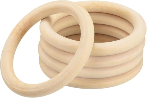 TOP-VIGOR 5 Stück Naturholzringe, 90 mm, unlackierte Holzringe, Holzschlaufen, Anhänger, Verbinder für Makramee, lose Teile, DIY, Kunst und Handwerk, Schmuckherstellung, Ornamente, Heimdekoration von Top-Vigor