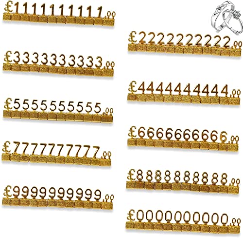TOP-VIGOR Digitales Preisschild aus Metall, 3D-arabisches Preisschild, verstellbar, GBP-Preiswürfel-Set, Zähler, Preis für Schmuck-Display-Artikel, 10 Stück von Top-Vigor