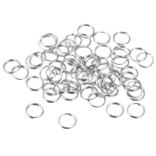 TOP-VIGOR Doppelschlaufen-Spaltringe, 8 mm, kleine, runde Schlüsselringteile für Bastelarbeiten, silberfarben, 48 Stück von Top-Vigor