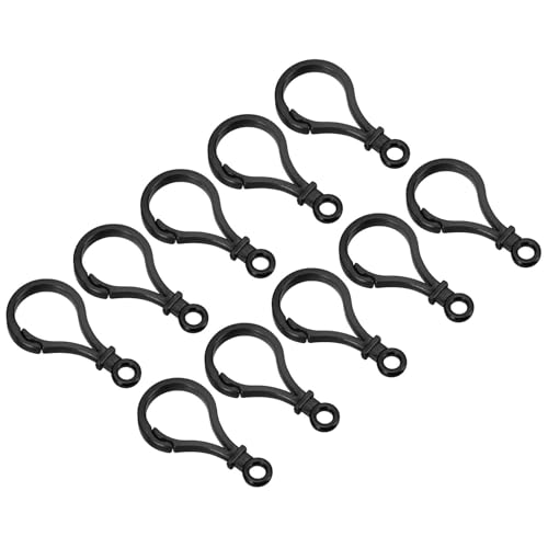 TOP-VIGOR Kunststoff-Karabinerverschlüsse, 48 mm, Kunststoff-Karabinerverschluss, birnenförmige Karabinerverschlüsse, Haken für Schlüsselanhänger, Schlüsselband, Basteln, Ornamente, Schwarz, 24 Stück von Top-Vigor