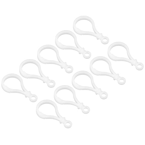 TOP-VIGOR Kunststoff-Karabinerverschlüsse, 48 mm, Kunststoff-Karabinerverschluss, birnenförmige Karabinerverschlüsse, Haken für Schlüsselanhänger, Schlüsselband, Basteln, Ornamente, Weiß, 24 Stück von Top-Vigor