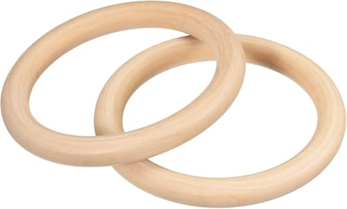 TOP-VIGOR Natürliche Holzringe, 125 mm, unlackierte Holzringe, Holzschlaufen, Anhänger, Verbinder für Makramee, lose Teile, DIY, Kunst und Handwerk, Schmuckherstellung, Ornamente, Heimdekoration von Top-Vigor