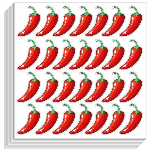 Würzige rote Chilischoten-Aufkleber, würzige Füllstandsanzeige, Etiketten, Lebensmittelwarnetiketten für Lebensmittelverpackungen, Restaurants, 300 Stück von Top label
