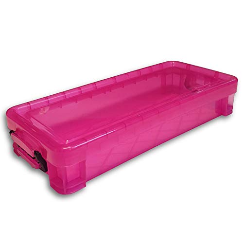 TopDeal-- Kleine Stapelbox, Aufbewahrungsbox, Box mit Deckel, Kleinteilebox, Sortierbox, Größe: Gr.2 Pink transp. von TopDeal--