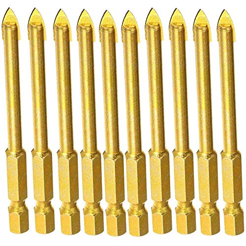 10 Stück 3 mm Wolframkarbid-Bohrer, Speerkopf mit Sechskantschaft, Glaskeramik, flacher Speerkopf für Spiegel, Porzellan, Marmor von TopHomer