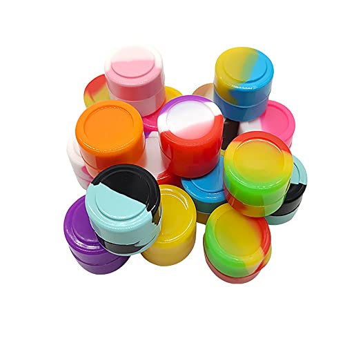 10 leere Probentöpfe, Mini-Silikonbehälter, 2 ml, Antihaft-Wachsbehälter, ätherisches Öl, Verpackung rund für Öl, Wachs, Konzentrat zufällige Farbe von TopHomer
