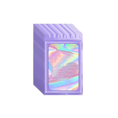 100 Stück Lila holografische Mylar-Beutel, wiederverschließbarer, geruchsdichter Beutel, transparenter Verpackungsbeutel für Zuhause, Supermarkt, Büro(7 * 10cm/2,76 * 3,94in) von TopHomer