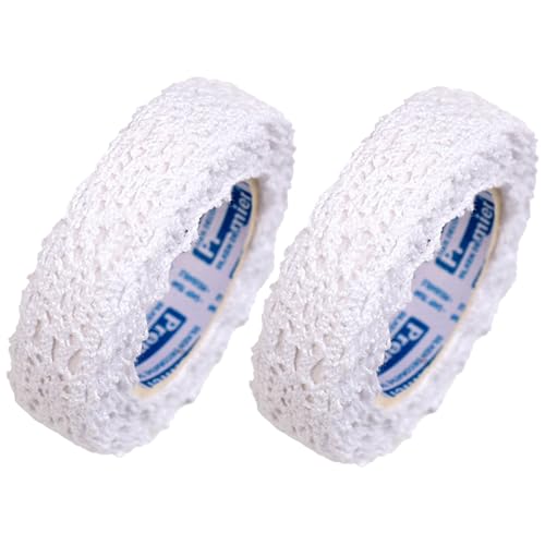 2 Rollen Spitzenband Selbstklebend Baumwolle Spitzenband Spitzenband für DIY Handwerk Scrapbooking Kartenherstellung Geschenk Dekoration (1,8 m Länge, Weiß) von TopHomer
