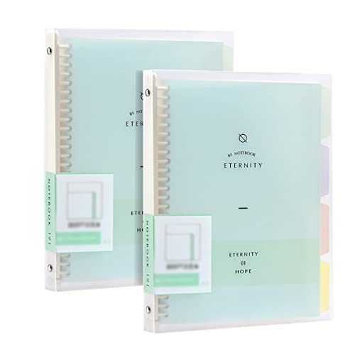 2 Stück A5 Spiral Dotted Notizbuch, PP Loseblatt Notebook Transluzenter mit Vierfarbigem Indexetikett von TopHomer